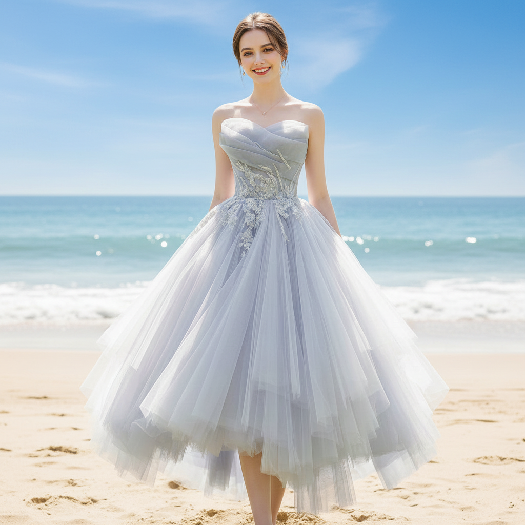 Strapless Knee Length Party/Cocktail Dresses for Women with Puffy Skirt Light Blue / 10 Strapless Knee Length Party/Cocktail Dresses for Women with Puffy Skirt Light Blue / 10