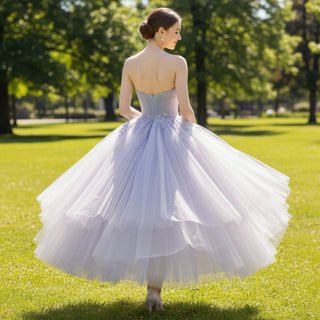 Strapless Knee Length Party/Cocktail Dresses for Women with Puffy Skirt