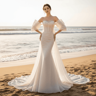 Strapless Curve Neckline Mermaid Wedding Dress - Rosymae