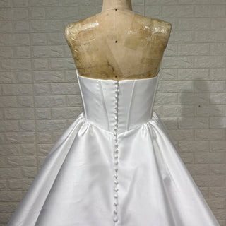 Strapless Elegant Mikado A Line Plus Size Wedding Dress with Straight Neckline - Rosymae