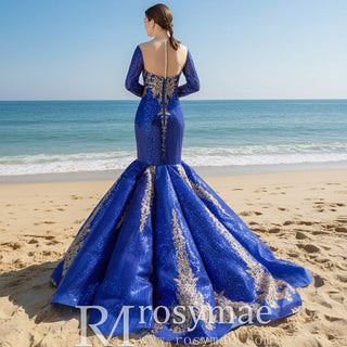 Strapless Emerald Green Mermaid Prom Dresses with Sleeves - Rosymae