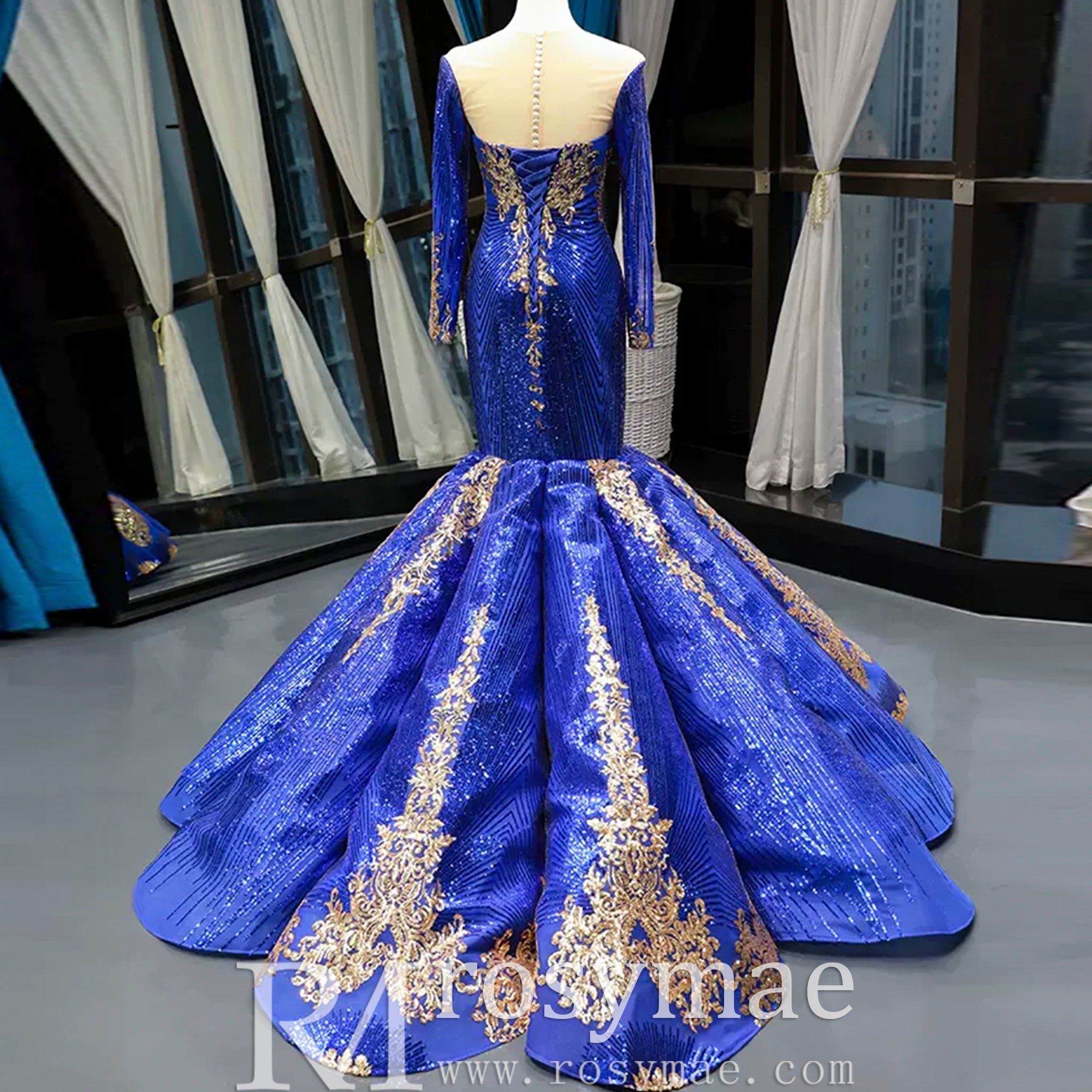 Strapless Emerald Green Mermaid Prom Dresses with Sleeves - Rosymae