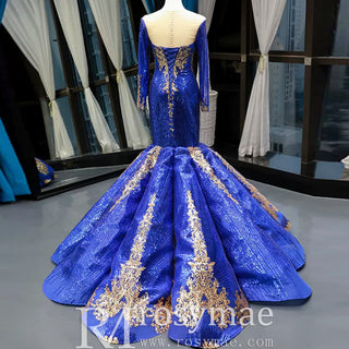 Strapless Emerald Green Mermaid Prom Dresses with Sleeves - Rosymae