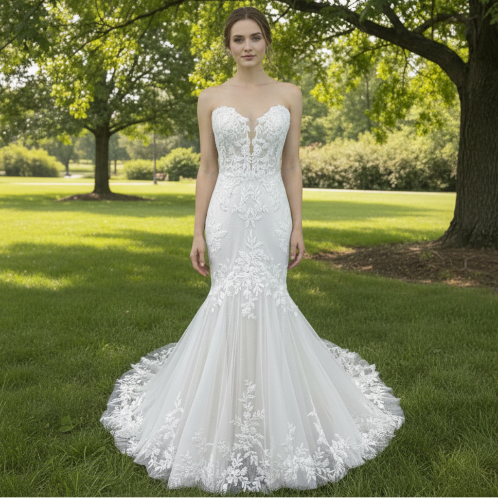 Strapless Lace Trumpet Skirt Wedding Dresses with Sweetheart Neck Strapless Lace Trumpet Skirt Wedding Dresses with Sweetheart Neck