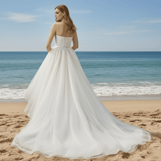Strapless Hi Lo Bridal Gown Wedding Dress with Multi Tulle - Rosymae