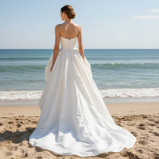 Strapless Beach High Low Wedding Dress with Low Back