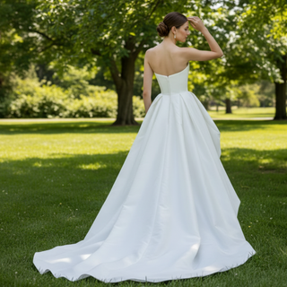 Strapless Beach High Low Wedding Dress with Low Back