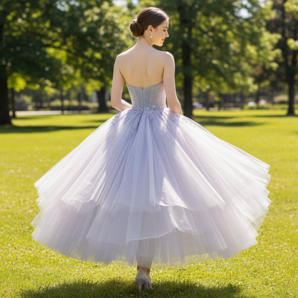 Strapless Knee Length Party/Cocktail Dresses for Women with Puffy Skirt - Rosymae