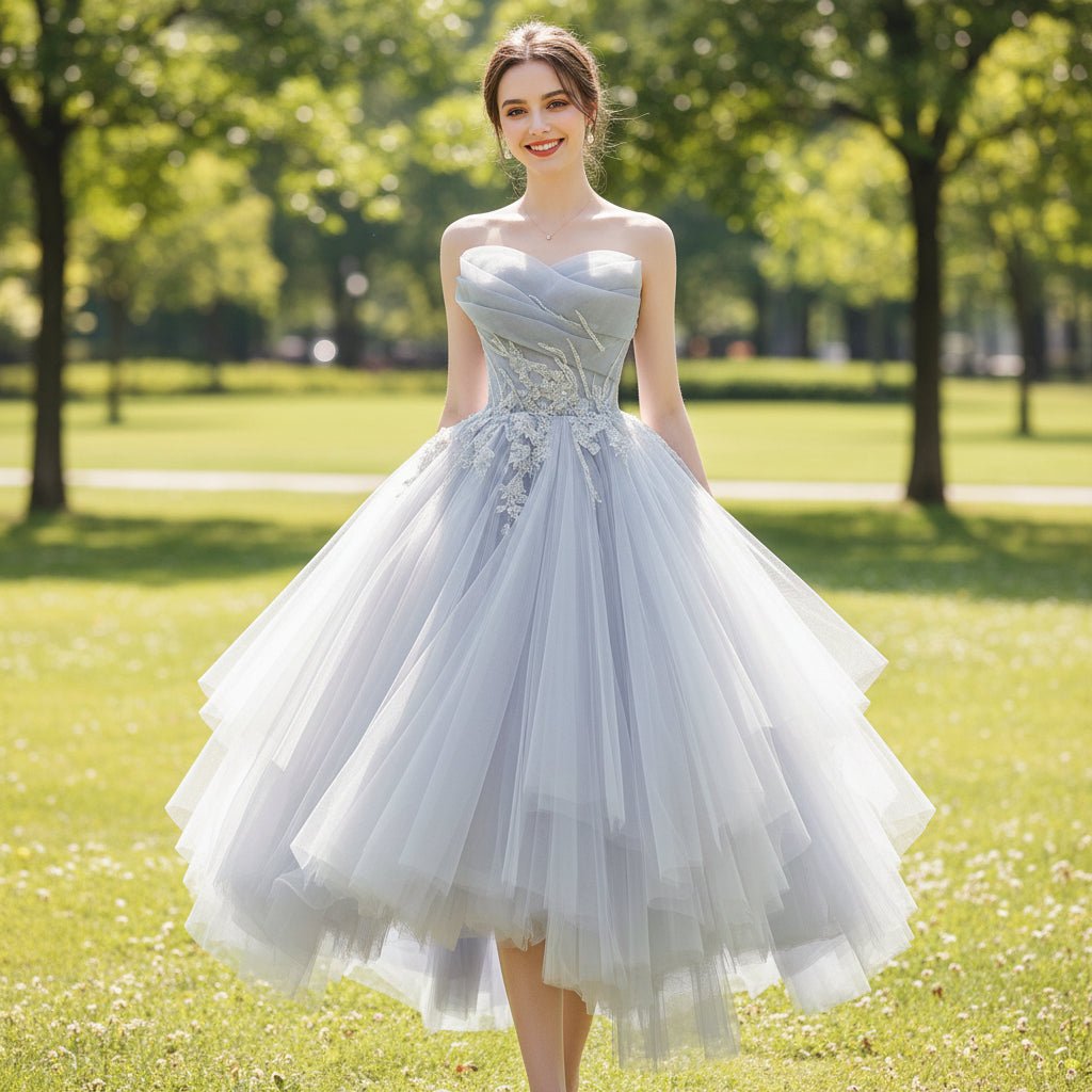 Strapless Knee Length Party/Cocktail Dresses for Women with Puffy Skirt - Rosymae