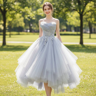 Strapless Knee Length Party/Cocktail Dresses for Women with Puffy Skirt - Rosymae