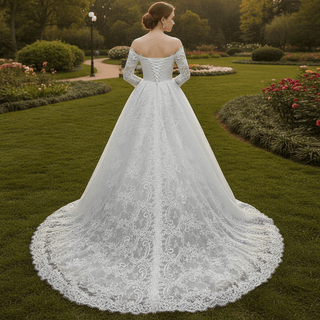 Strapless Lace Ball Gown Wedding Dress Bridal Gown with Eyelash Lace Trim