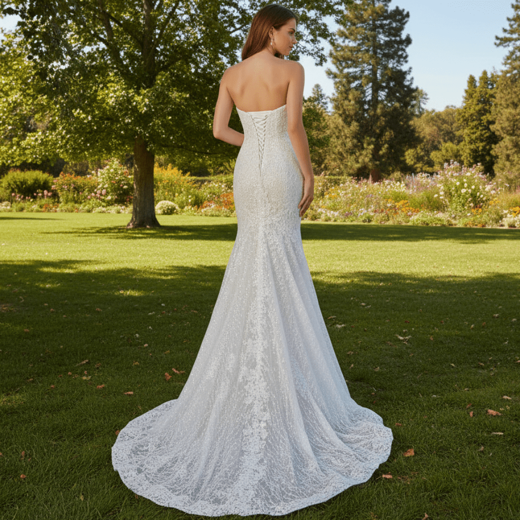 Strapless Lace Mermaid Wedding Dress with Sweetheart Neckline - Rosymae