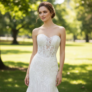 Strapless Lace Mermaid Wedding Dress with Sweetheart Neckline - Rosymae