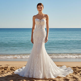 Strapless Lace Mermaid Wedding Dress with Sweetheart Neckline - Rosymae