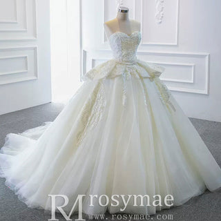 Strapless Lace Princess Wedding Dress Sweetheart Bridal Gown - Rosymae