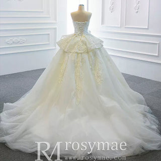 Strapless Lace Princess Wedding Dress Sweetheart Bridal Gown - Rosymae