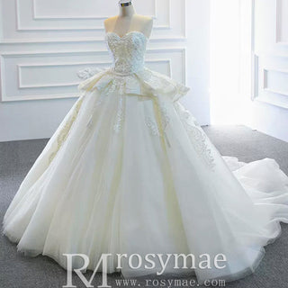Strapless Lace Princess Wedding Dress Sweetheart Bridal Gown - Rosymae