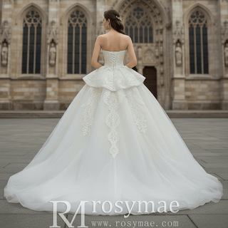 Strapless Lace Princess Wedding Dress Sweetheart Bridal Gown - Rosymae