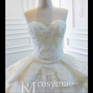 Strapless Lace Princess Wedding Dress Sweetheart Bridal Gown - Rosymae