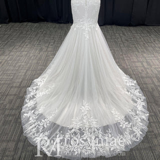 Strapless Lace Trumpet Skirt Wedding Dresses with Sweetheart Neck - Rosymae