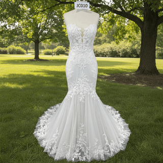 Strapless Lace Trumpet Skirt Wedding Dresses with Sweetheart Neck - Rosymae