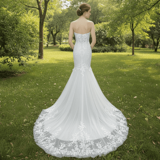 Strapless Lace Trumpet Skirt Wedding Dresses with Sweetheart Neck - Rosymae