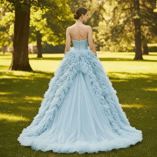Strapless Light Blue Puffy Skirt Quinceanera Dresses - Rosymae
