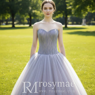 Strapless Lilac Dress for Prom & Formal with Sweetheart Neckline - Rosymae