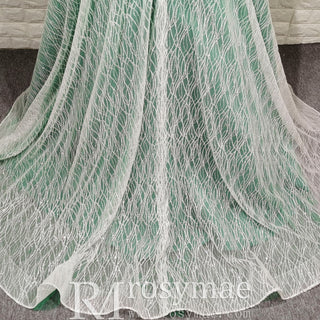 Strapless Long Dark Green Sparkly Formal Prom Dress with Lace Appliqued - Rosymae