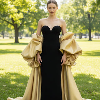 Strapless Mermaid Formal Dress Sweetheart Neck Prom Party Gown with Cape - Rosymae
