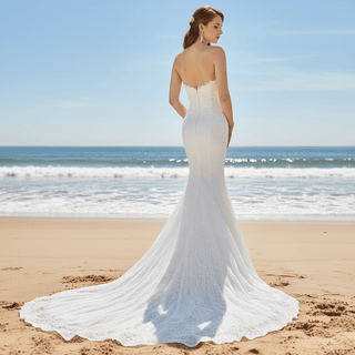 Strapless Mermaid Lace Wedding Dress with Sweetheart Neck - Rosymae