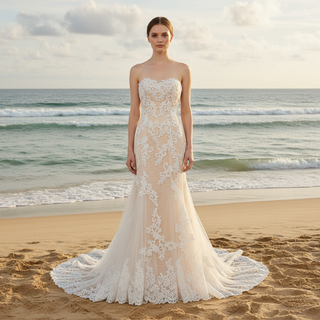 Curvy Mermaid Wedding Dress Gown with Super Flattering Lace