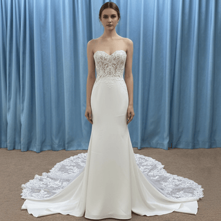 Strapless Mermaid Wedding Dress with Long and Sheer Fishtail - Rosymae