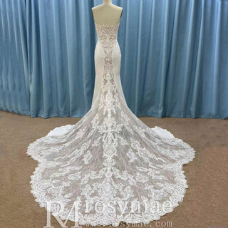 Strapless Mermaid Wedding Dress with Long and Sheer Fishtail - Rosymae