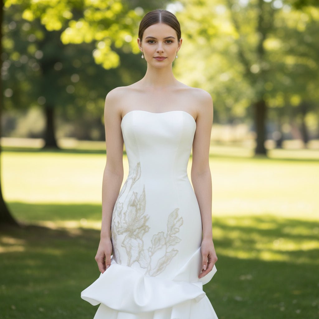 Strapless Mermaid Wedding Dress with Ruffles Skirt - Rosymae