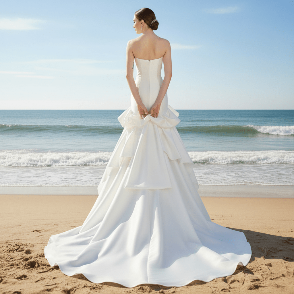 Strapless Mermaid Wedding Dress with Ruffles Skirt - Rosymae