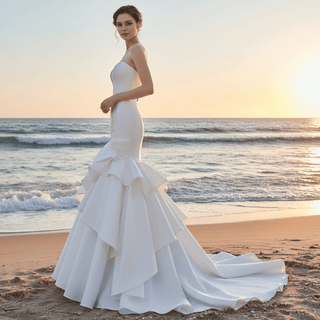 Strapless Mermaid Wedding Dress with Ruffles Skirt - Rosymae