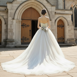 Timeless Strapless Ball gown Wedding Dress with Multi Level Tulle