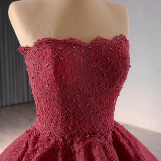 Strapless Multi Tiered & Ruffled Prom Dresses with Floral Lace - Rosymae
