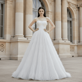 Strapless Ostrich Feather Wedding Dresses for the Couture Bride - Rosymae