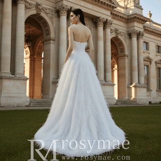 Strapless Ostrich Feather Wedding Dresses for the Couture Bride - Rosymae