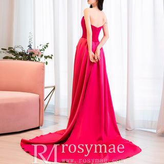 Strapless Scoop Neck Mermaid Formal Dress Pink Party Gown
