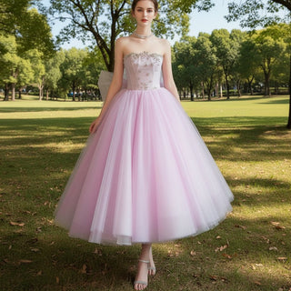 Strapless Pink Women's Cocktail & Party Dresses with Low Back - Rosymae