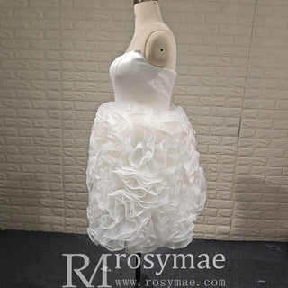 Strapless Plus Size Short Curve Wedding Dresses with Ruffled Skirt - Rosymae