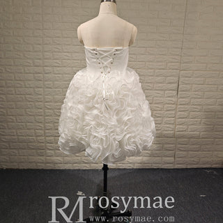 Strapless Plus Size Short Curve Wedding Dresses with Ruffled Skirt - Rosymae