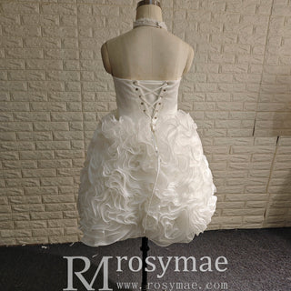 Strapless Plus Size Short Curve Wedding Dresses with Ruffled Skirt - Rosymae