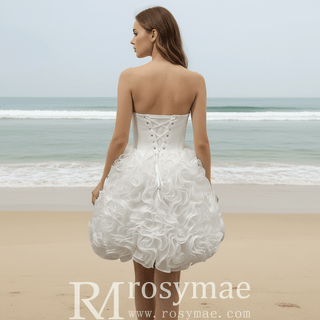 Strapless Plus Size Short Curve Wedding Dresses with Ruffled Skirt - Rosymae