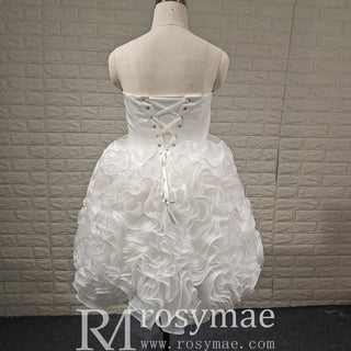 Strapless Plus Size Short Curve Wedding Dresses with Ruffled Skirt - Rosymae