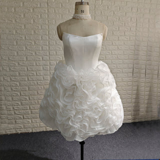 Strapless Plus Size Short Curve Wedding Dresses with Ruffled Skirt - Rosymae