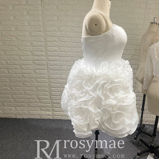 Strapless Plus Size Short Curve Wedding Dresses with Ruffled Skirt - Rosymae